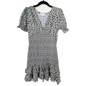 Whiteroom + Cactus Floral Smocked Mini Dress XS Cottagecore Milkmaid Puff Sleeve